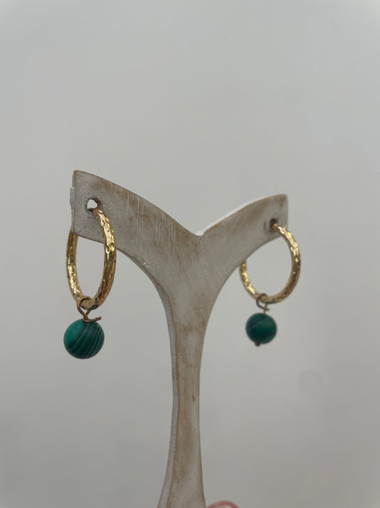Pendientes Aro Malaquita Natural