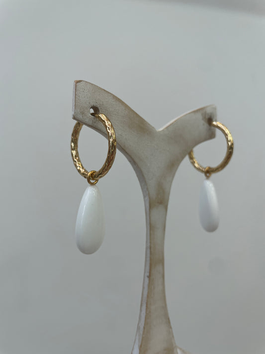 Pendientes Ágata Blanca Lágrima