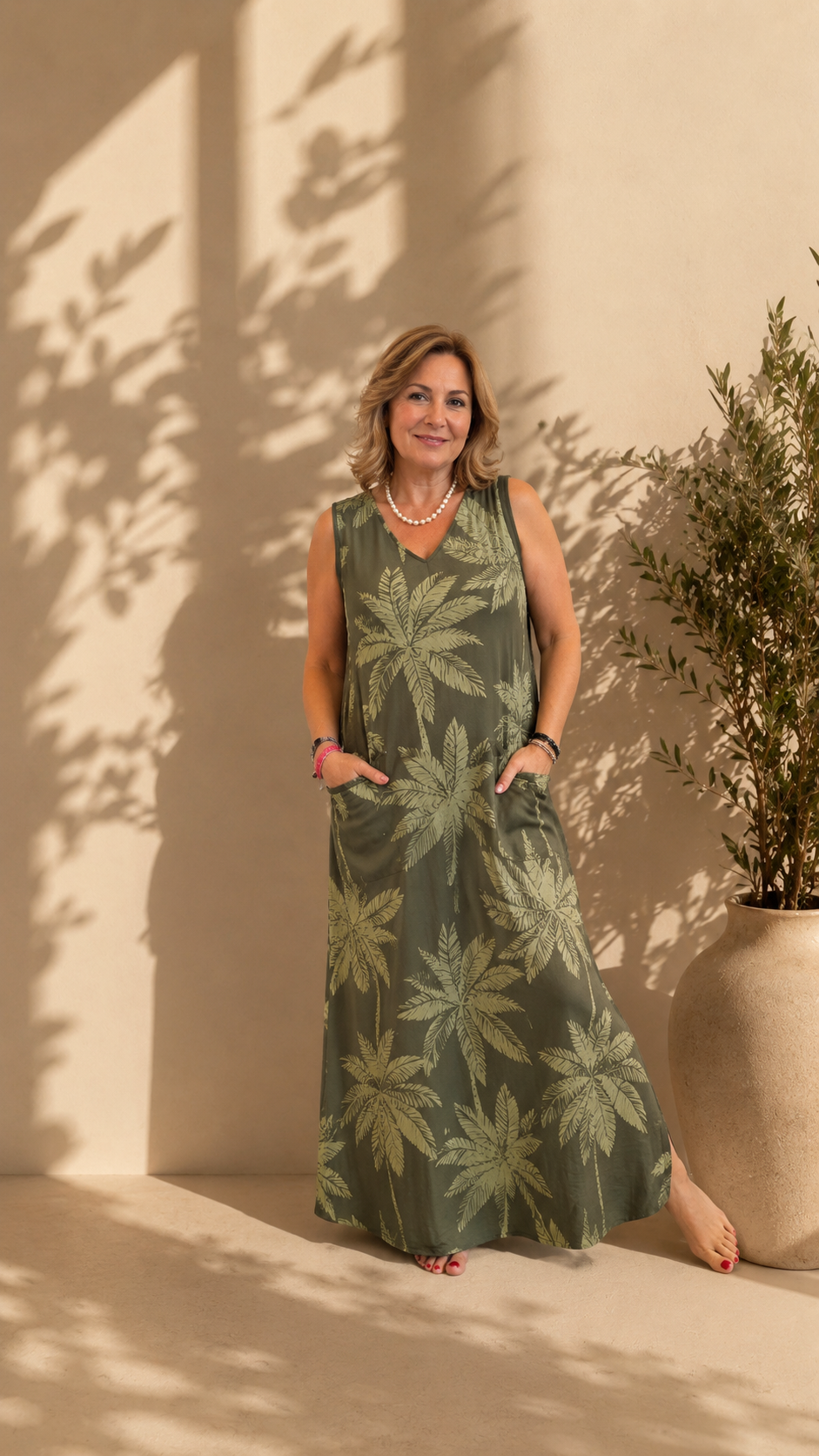 Vestido Palmeras Verde