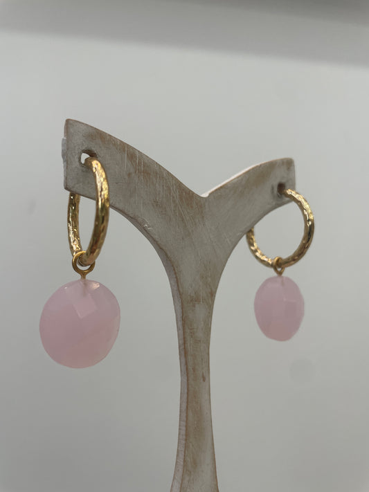Pendientes Cuarzo Rosa Facetado