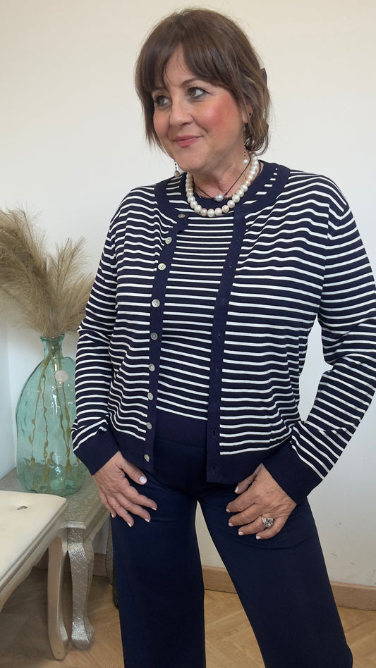 Chaqueta punto rayada Blanche