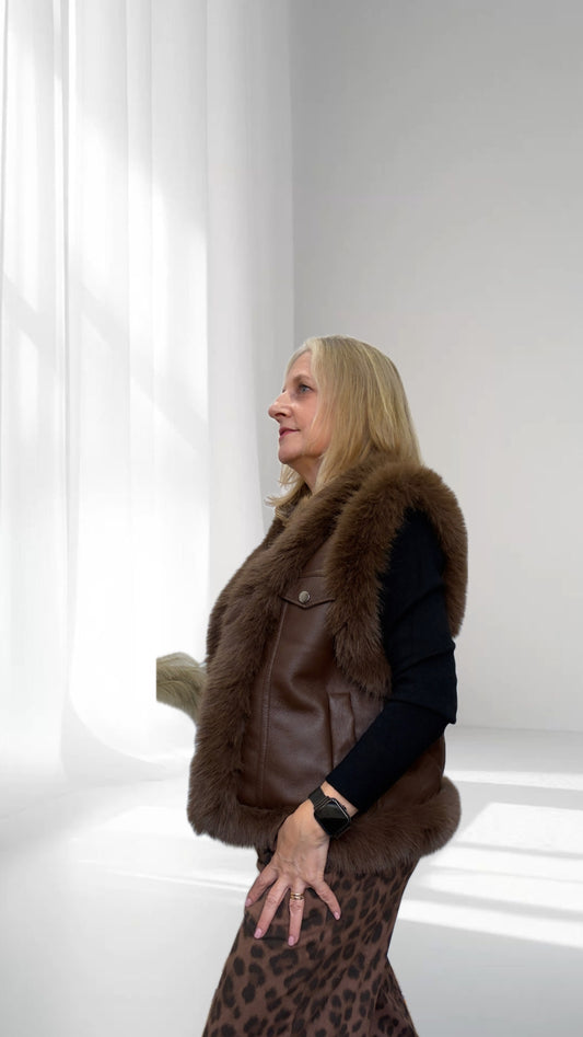 Chaleco Eco Piel con Pelo Sintético - Talla Única | BDP