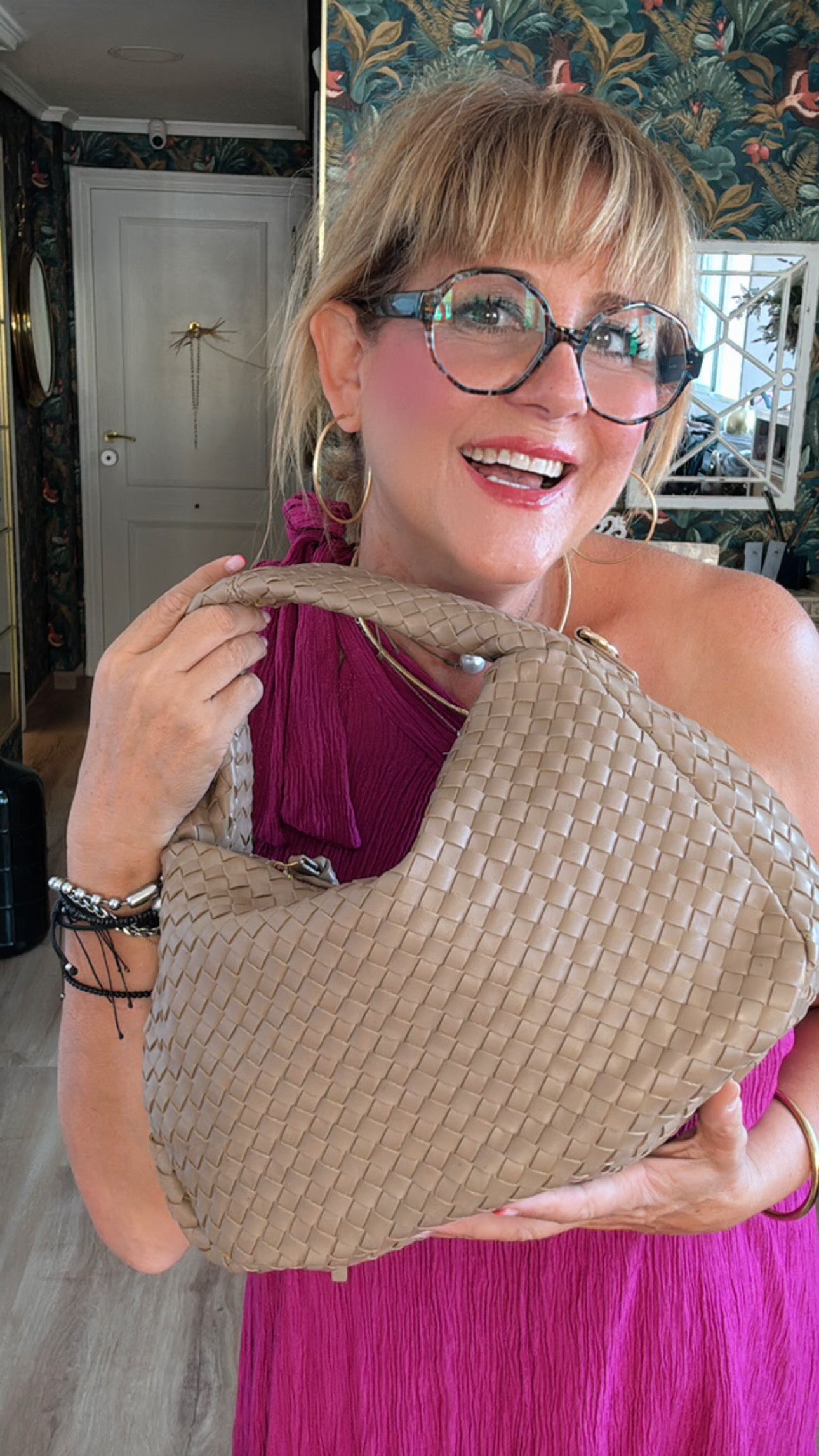 Bolso piel trenzada Creta