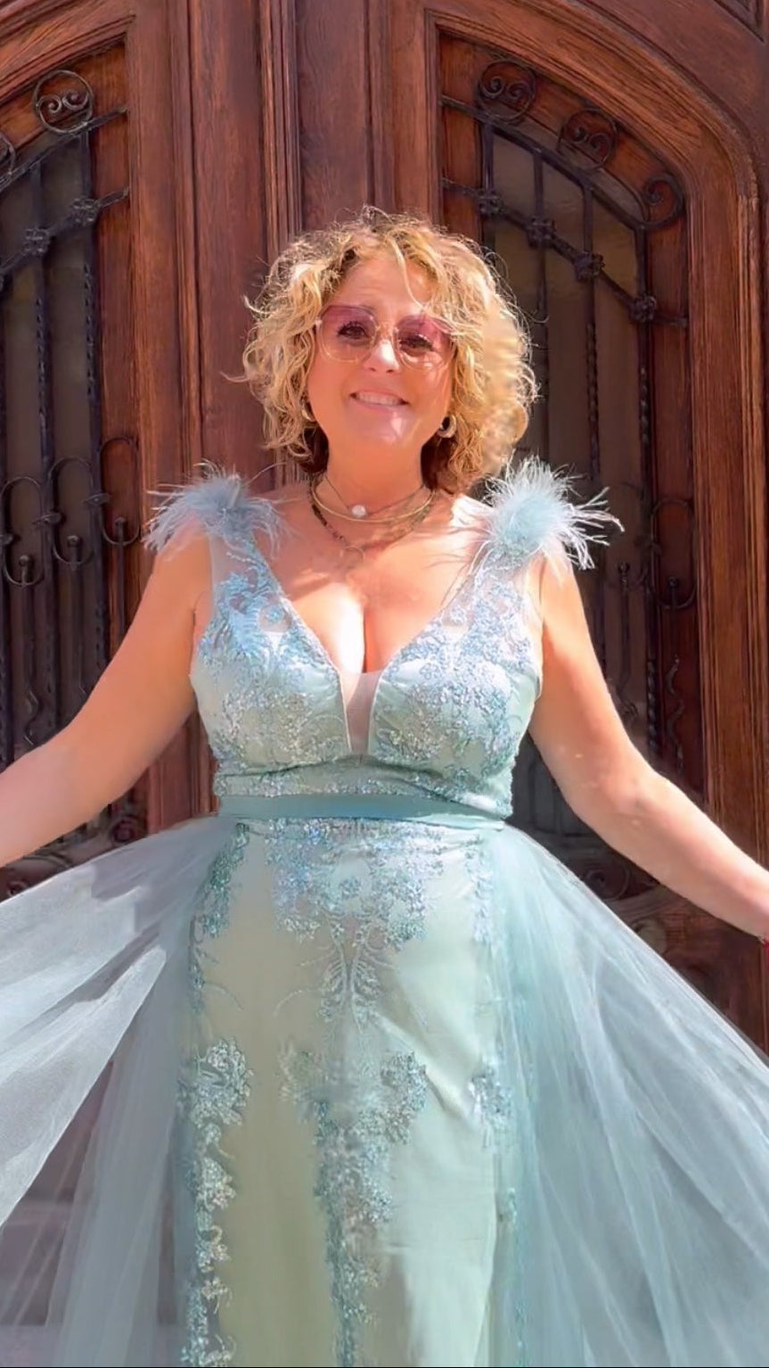 Vestido Glitter verdeagua