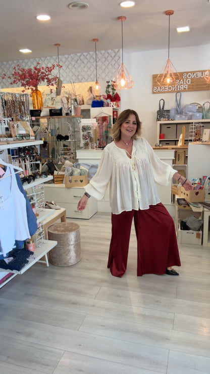 Pantalón Raso Burdeos