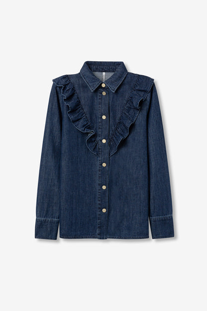 Denim Shirt with Ruffles