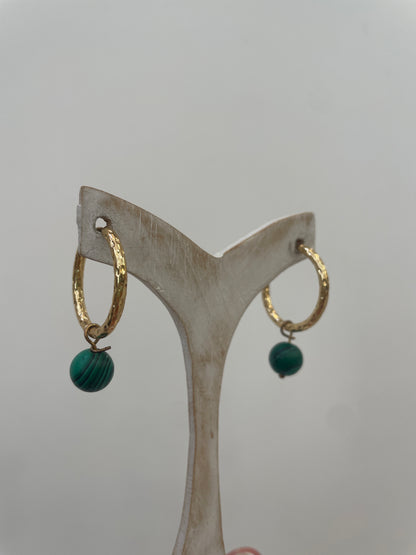 Pendientes Aro Malaquita Natural