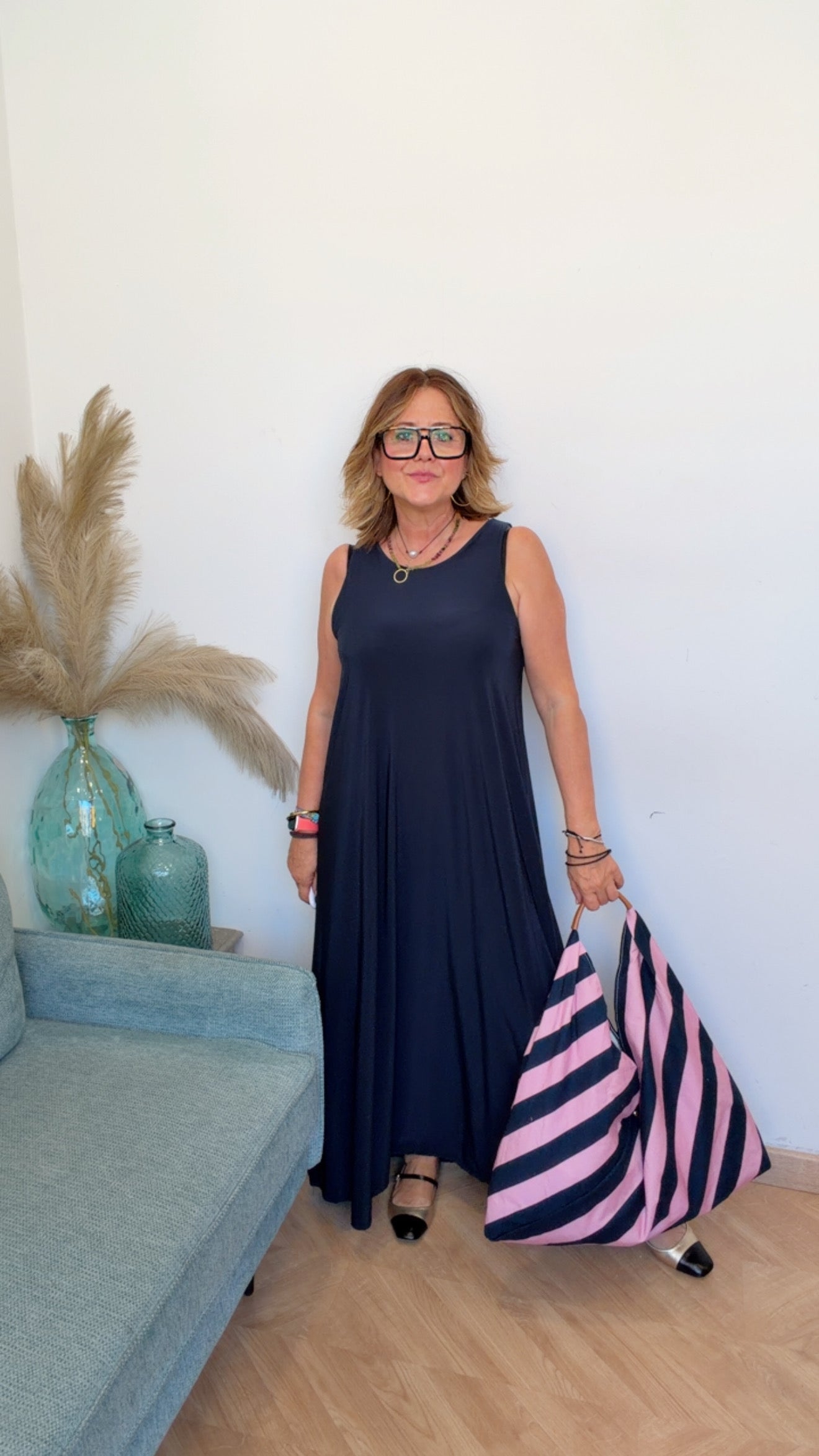 Vestido Fluido Largo Marino