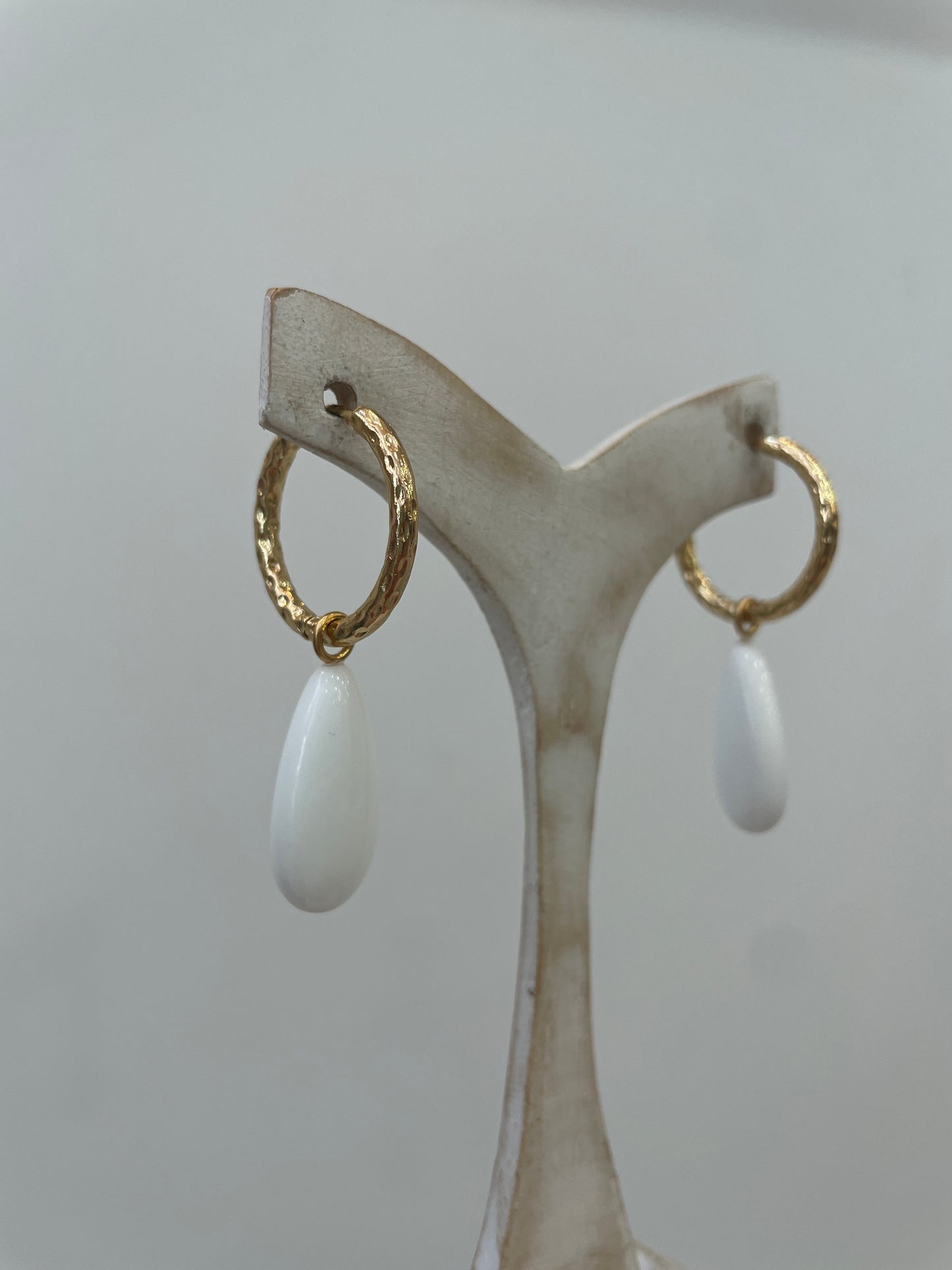 Pendientes Ágata Blanca Lágrima