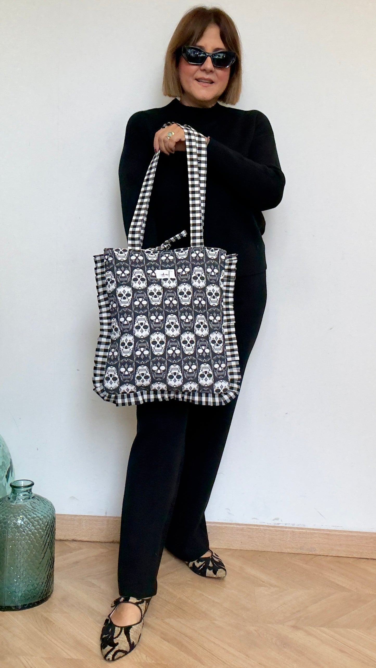 Handmade Skull Canvas Bag - Rocker Style