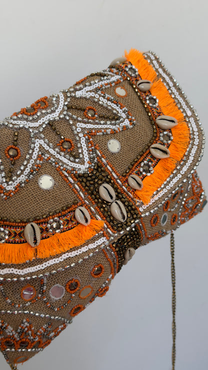 Bolso Artesanal Bordado Naranja