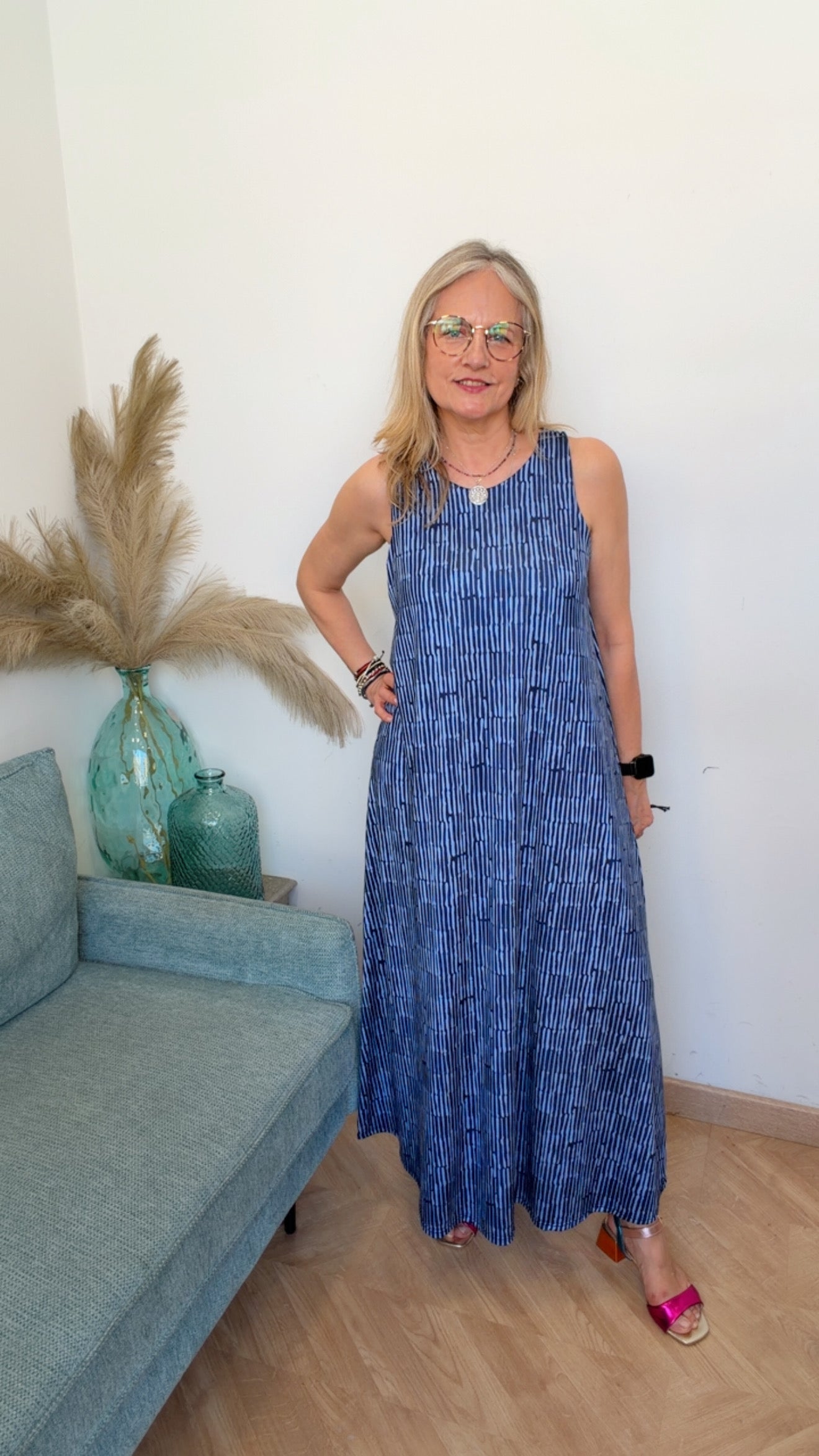 Vestido Largo Fluido Azul