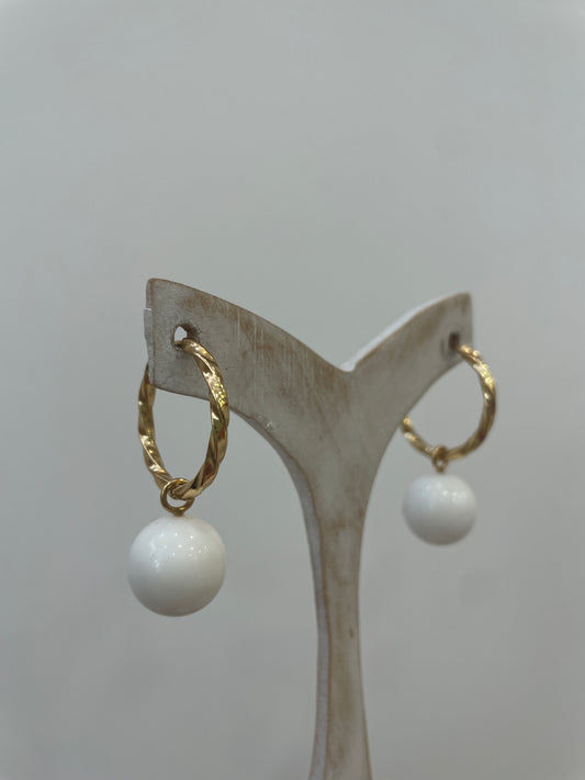 Pendientes Ágata Blanca Redonda