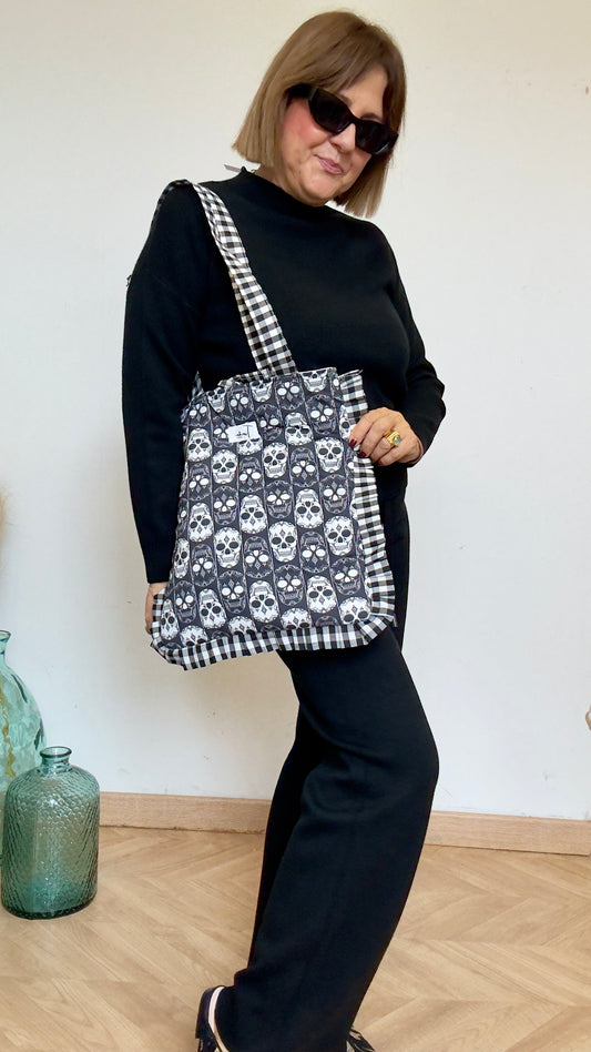 Handmade Skull Canvas Bag - Rocker Style