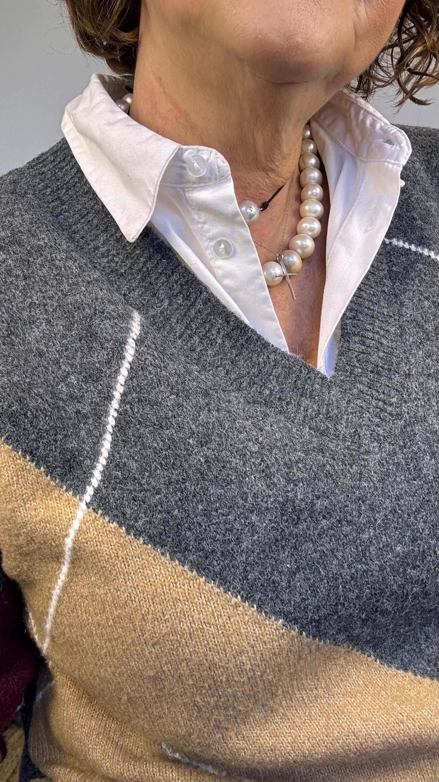 Diamond Knit Sweater V-Neck Salem TIFFOSI