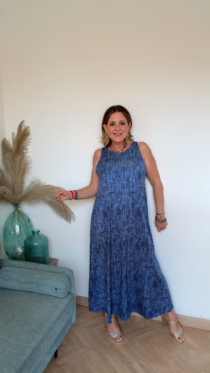 Vestido Largo Fluido Azul