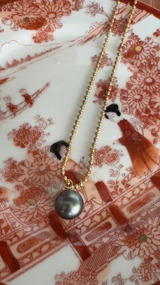 Collar Acero y Perla Gris Balcan