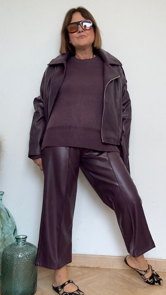 Pantalón Eco Piel Vino