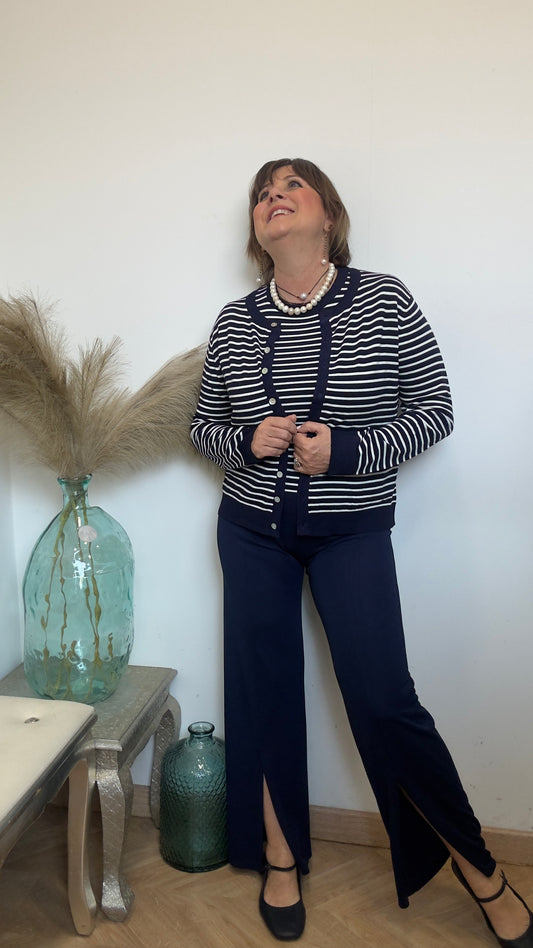 Chaqueta punto rayada Blanche