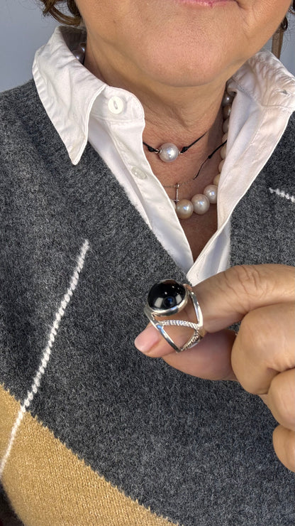 Silver and Onyx Ring