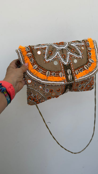 Bolso Artesanal Bordado Naranja