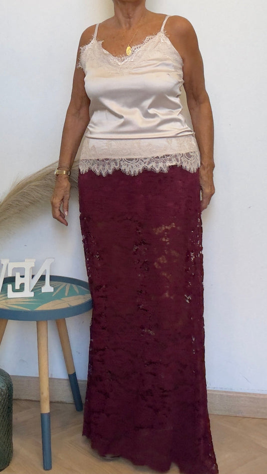 Falda Encaje Burdeos Babilonia