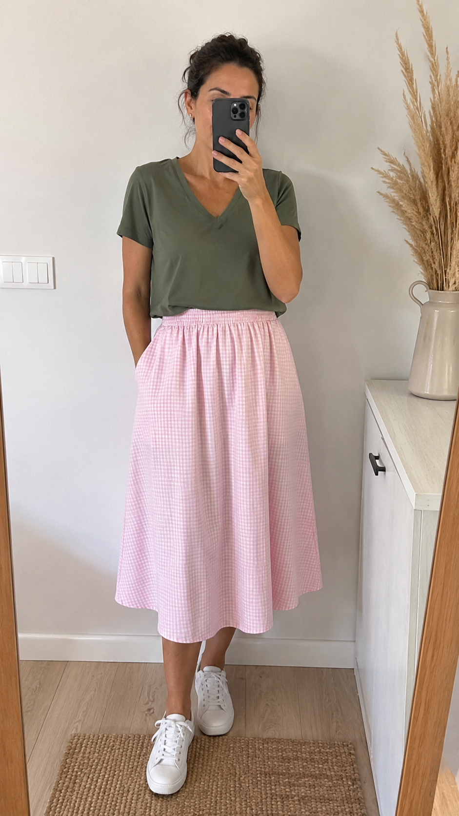 Falda Cuadros Vichy Rosa