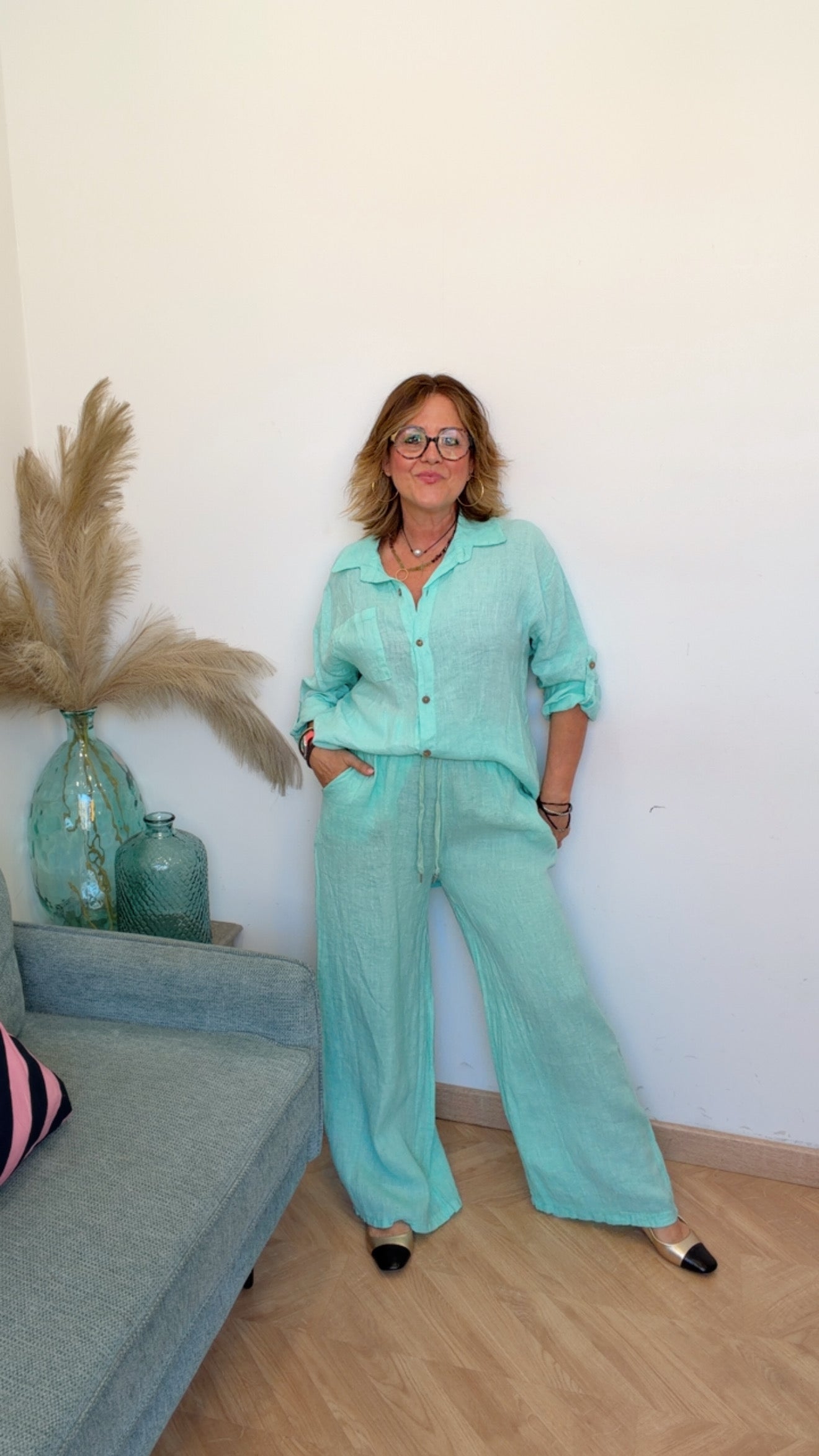 Pantalón Aguamarina Lino 100%