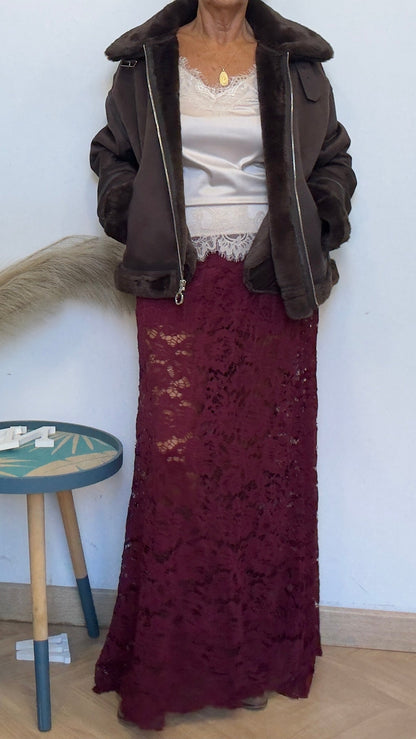 Falda Encaje Burdeos Babilonia