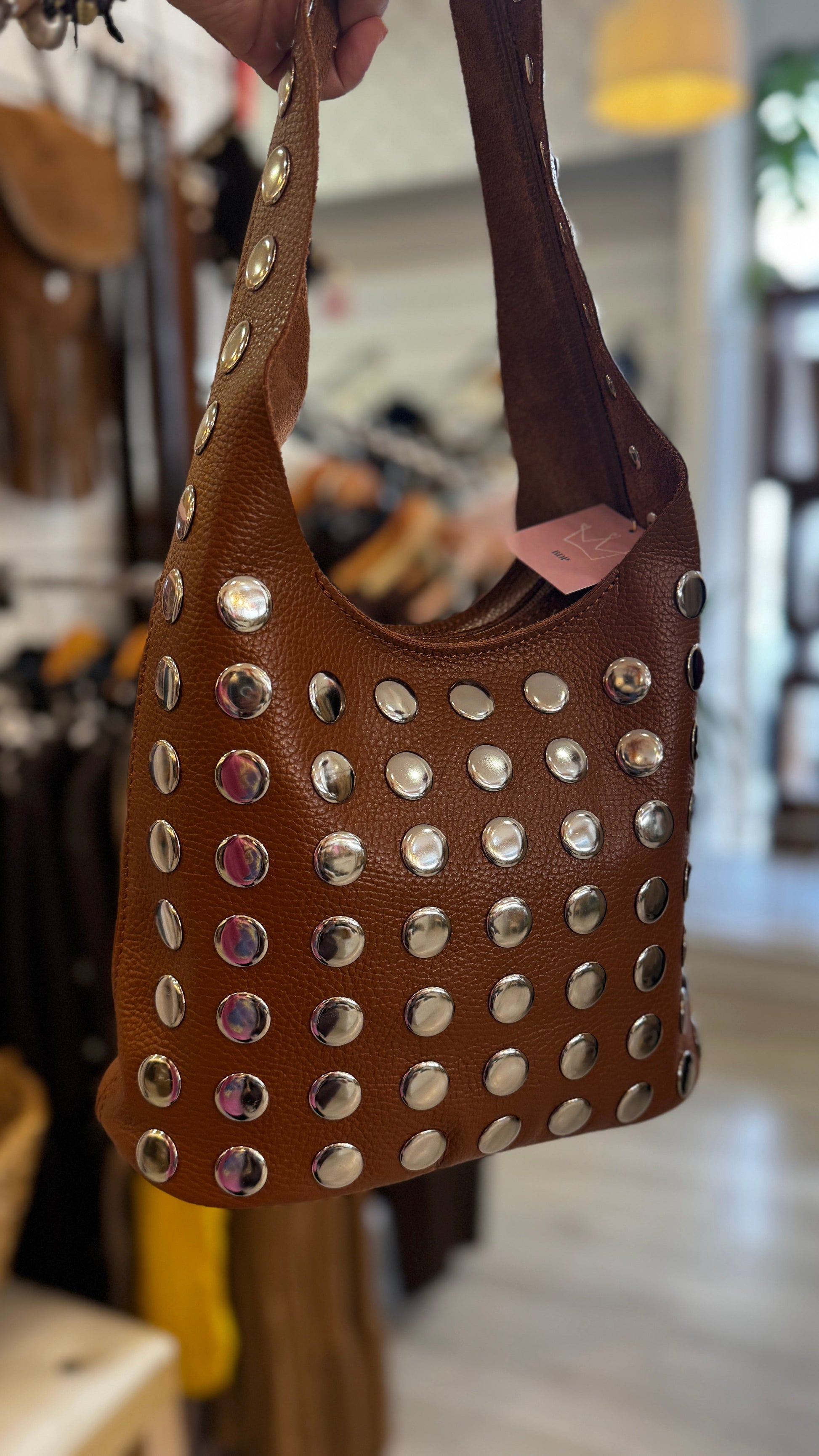 Bolso piel de tachuelas Laia