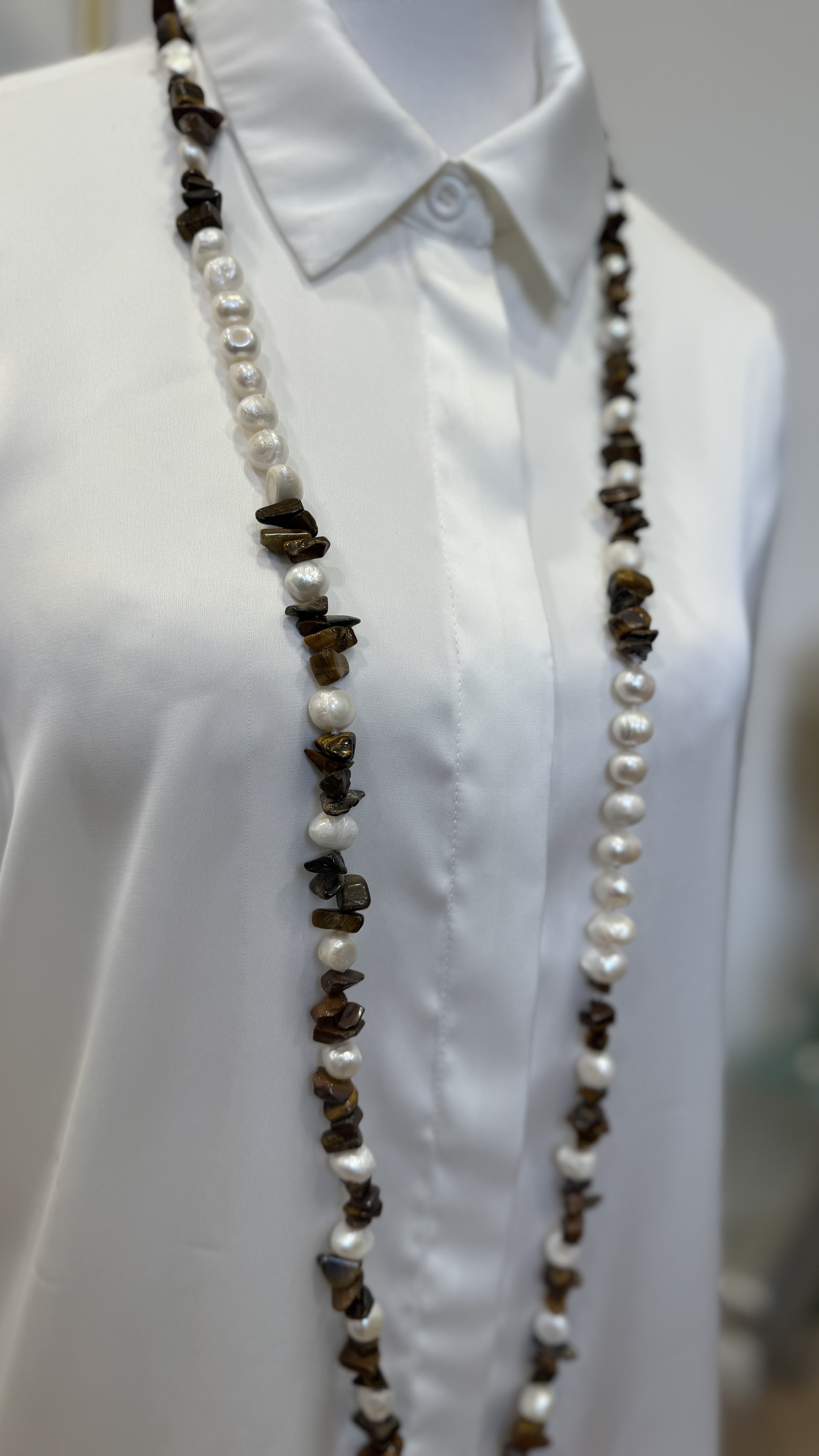 Collar perlas y ojo de tigre Jasmín